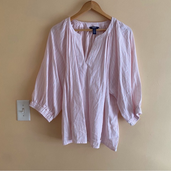 Chaps Pink and White Blouse, Size XL - Picture 2 of 13